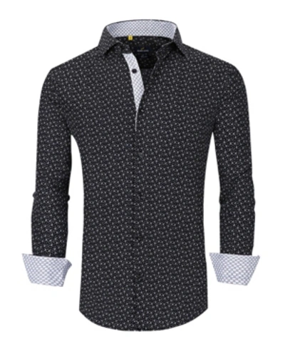 Shop Azaro Uomo Men's Slim Fit Business Nautical Button Down Dress Shirt In Black Anchor