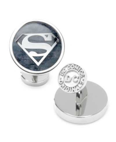 Shop Dc Comics Men's Superman Gemstone Cufflinks In Silver-tone