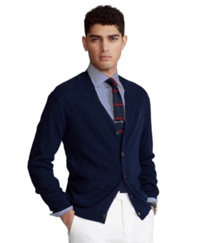 Shop Polo Ralph Lauren Men's Cotton-linen V-neck Cardigan In Bright Navy
