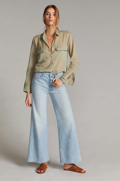 Shop Mother The Tomcat Roller Wide-leg Jeans In Blue