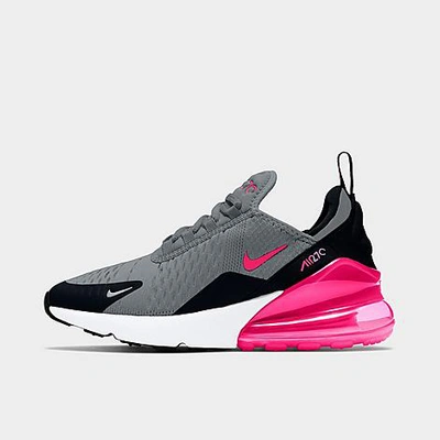 Shop Nike Girls' Big Kids' Air Max 270 Casual Shoes In Smoke Grey/hyper Pink/black/white