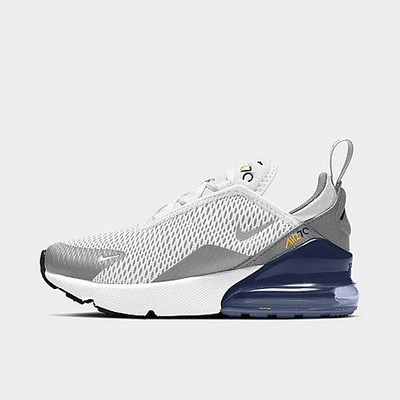 Shop Nike Little Kids' Air Max 270 Casual Shoes In White/metallic Silver-midnight Navy