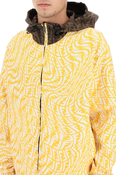 Shop Fendi Reversible Ff Vertigo Windbreaker Jacket In Yellow,brown,white