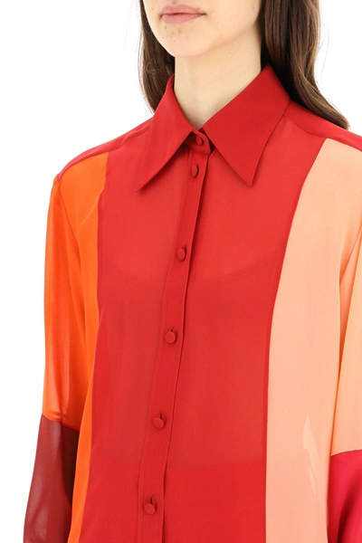 Shop Dolce & Gabbana Patchwork Georgette Shirt In Pink,red,orange