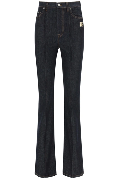 Shop Dolce & Gabbana High Waisted Bootcut Jeans In Blue