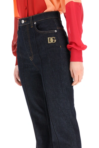 Shop Dolce & Gabbana High Waisted Bootcut Jeans In Blue