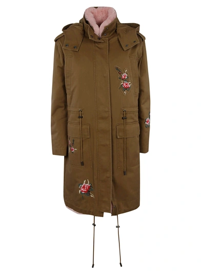 Shop Red Valentino Sweet Roses Embroidered Caban In Army
