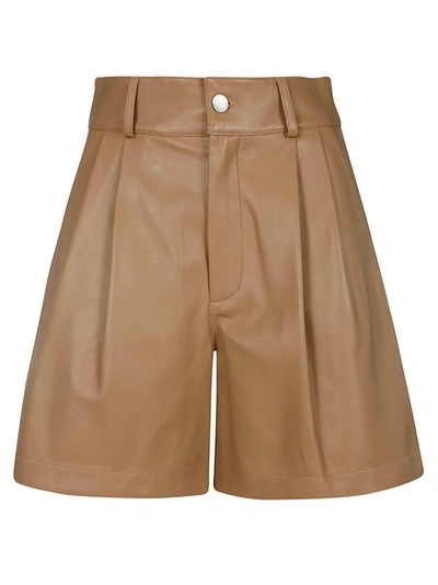 Shop Red Valentino Leather Shorts In Camel