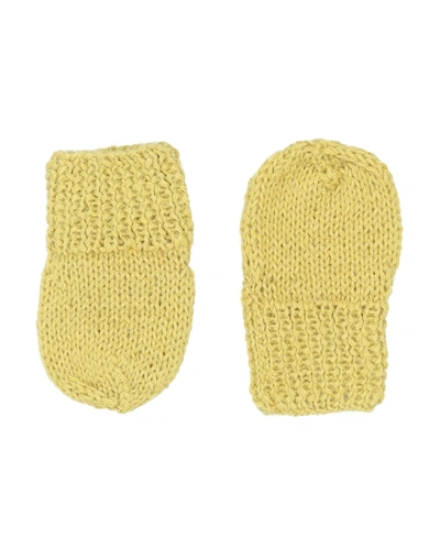 Shop Caramel Newborn Gloves Ocher Size 3 Alpaca Wool In Yellow