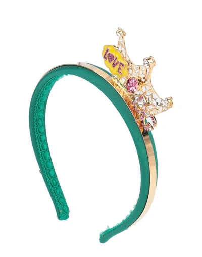 Shop Dolce & Gabbana Toddler Girl Hair Accessory Green Size - Nylon, Brass, Glass, Enamel