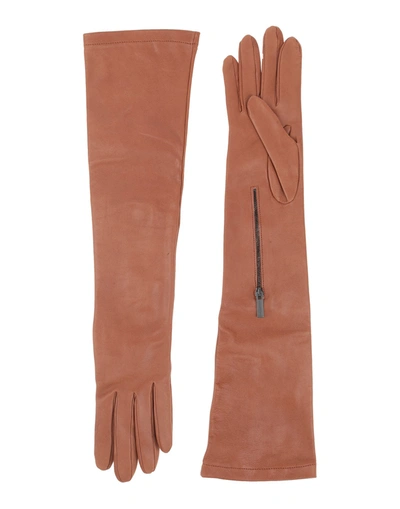 Shop Gentryportofino Woman Gloves Tan Size S Ovine Leather In Brown