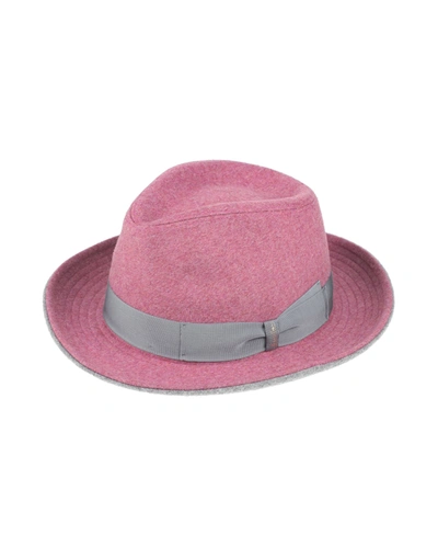 Shop Borsalino Man Hat Mauve Size 7 ⅛ Virgin Wool In Purple