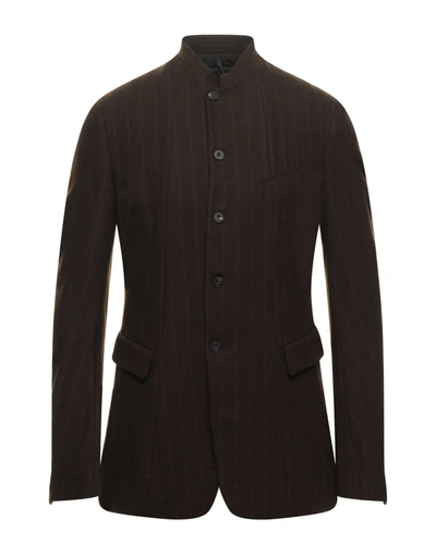 Shop Masnada Man Suit Jacket Dark Brown Size 42 Wool, Cotton, Polyester