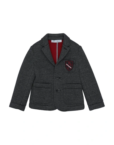 Shop Dolce & Gabbana Toddler Boy Blazer Steel Grey Size 6 Polyester, Viscose, Wool, Acrylic, Polyurethane