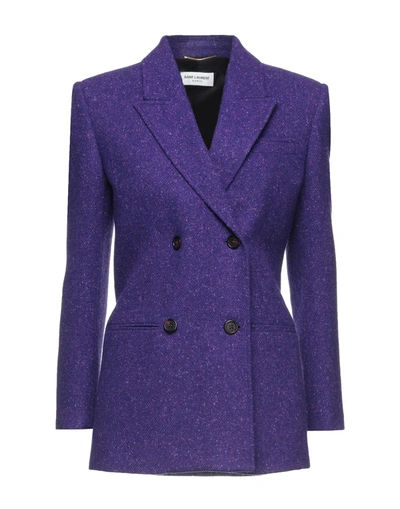 Shop Saint Laurent Woman Blazer Purple Size 10 Wool