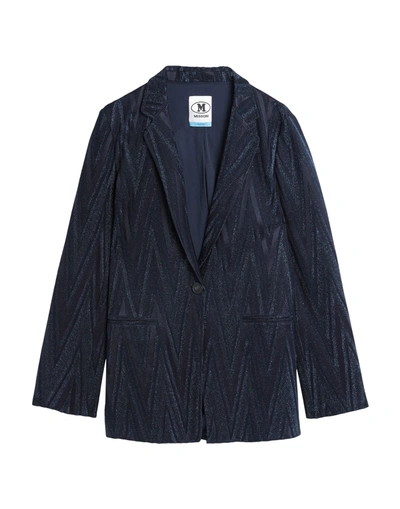 Shop M Missoni Suit Jackets In Dark Blue