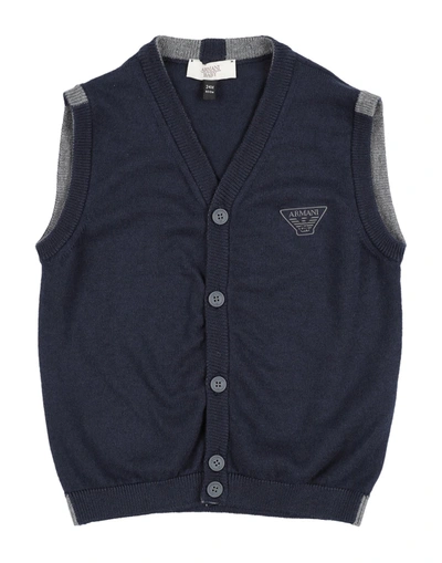 Shop Armani Junior Vests In Dark Blue