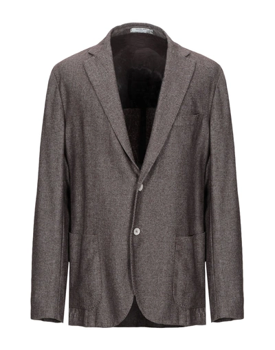 Shop Manuel Ritz White Suit Jackets In Dark Brown