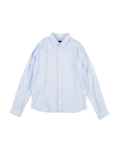Shop Emporio Armani Toddler Boy Shirt Azure Size 4 Linen In Blue