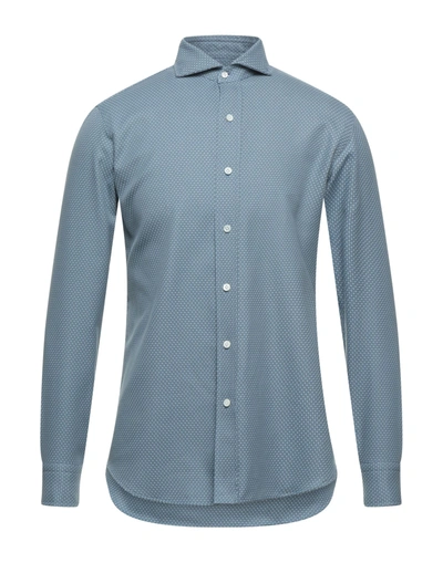 Shop Salvatore Piccolo Shirts In Slate Blue