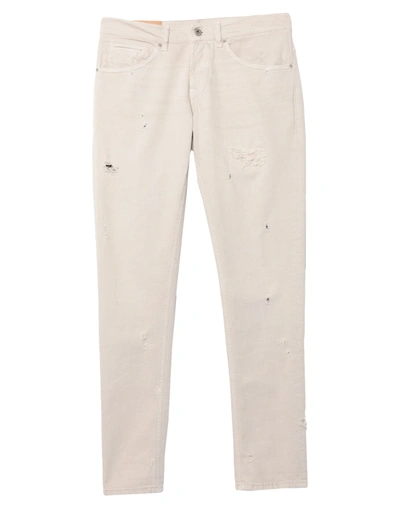 Shop Dondup Man Denim Pants Beige Size 30 Cotton, Elastane