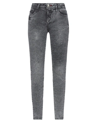 Philipp Plein Crystal-embellished High-waisted Jeans In Grey