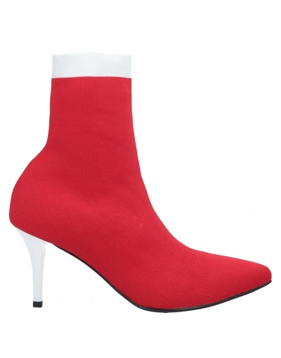 Shop Vicolo Woman Ankle Boots Red Size 6 Textile Fibers