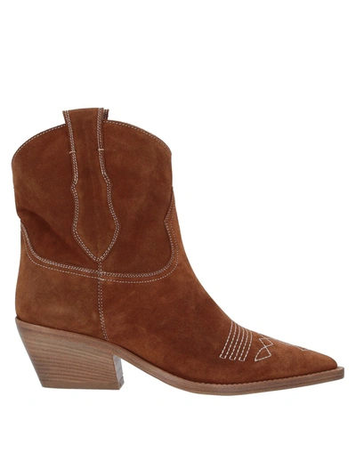 Shop Pavin Woman Ankle Boots Camel Size 8 Soft Leather In Beige