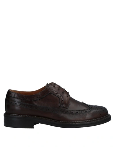 Shop Bruno Verri Man Lace-up Shoes Dark Brown Size 11 Soft Leather