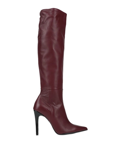 Shop Tipe E Tacchi Woman Knee Boots Burgundy Size 5 Soft Leather In Red