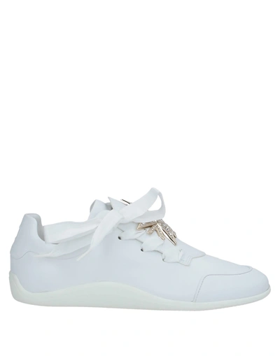 Shop Roger Vivier Woman Sneakers White Size 11 Soft Leather