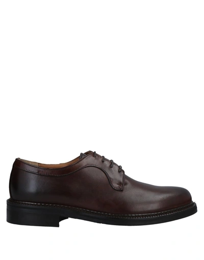 Shop Bruno Verri Man Lace-up Shoes Dark Brown Size 8 Soft Leather