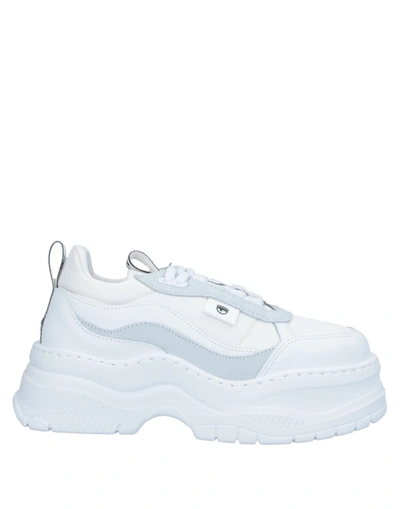 Shop Chiara Ferragni Woman Sneakers White Size 11 Soft Leather, Textile Fibers