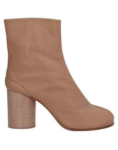 Shop Maison Margiela Woman Ankle Boots Camel Size 6 Soft Leather In Beige