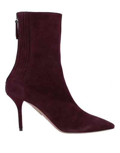 Shop Aquazzura Ankle Boots In Maroon