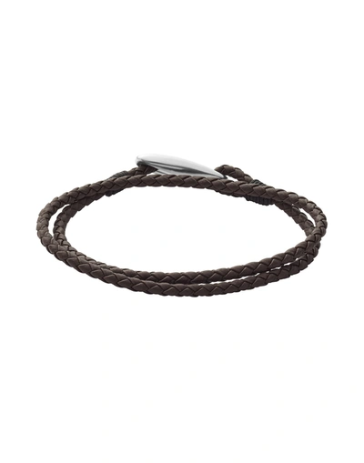 Shop Skagen Man Bracelet Dark Brown Size - Stainless Steel, Soft Leather
