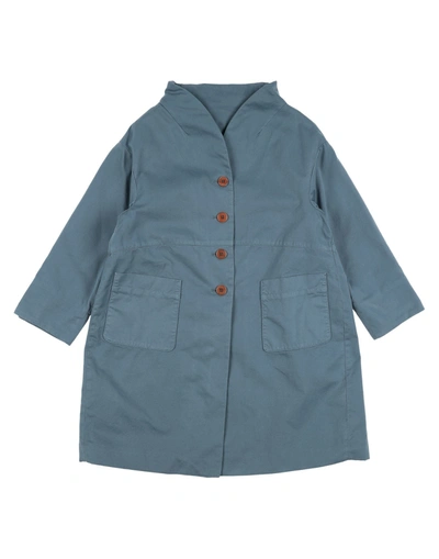 Shop Caramel Toddler Girl Overcoat & Trench Coat Slate Blue Size 3 Cotton