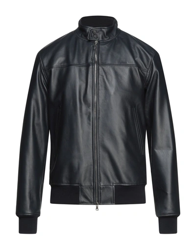 Shop Garrett Man Jacket Midnight Blue Size 38 Soft Leather