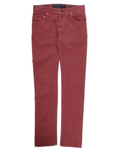 Shop Jacob Cohёn Man Pants Burgundy Size 30 Cotton, Polyester, Elastane In Red