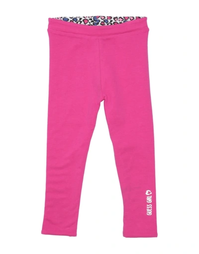 Shop Guess Newborn Girl Leggings Fuchsia Size 3 Cotton, Elastane In Pink