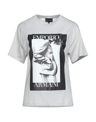 Shop Emporio Armani Woman T-shirt Light Grey Size 6 Cotton