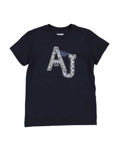 Shop Armani Junior T-shirts In Dark Blue