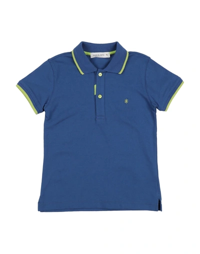 Manuel Ritz Toddler Boy Polo Shirt Blue Size 4 Cotton, Elastane In Dark Blue