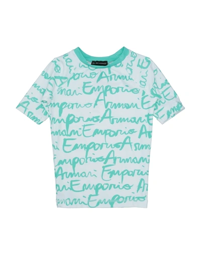 Shop Armani Junior T-shirts In Light Green