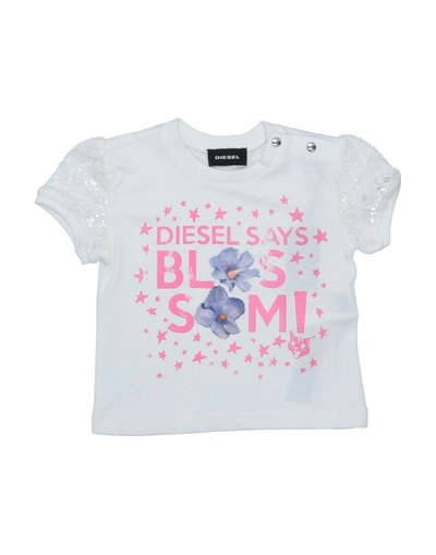 Shop Diesel Newborn Girl T-shirt White Size 3 Cotton, Polyamide, Viscose