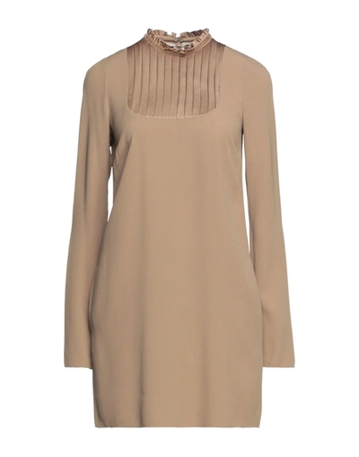 Shop Ndegree21 Woman Mini Dress Camel Size 4 Acetate, Viscose In Beige