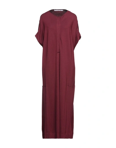 Shop Agnona Woman Midi Dress Burgundy Size L Wool, Silk, Cashmere In Red