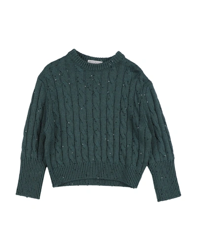 Shop Brunello Cucinelli Toddler Girl Sweater Dark Green Size 4 Cashmere, Silk, Polyamide