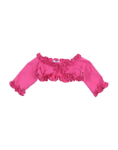 Shop Byblos Newborn Girl Wrap Cardigans Fuchsia Size 3 Cotton, Elastane In Pink