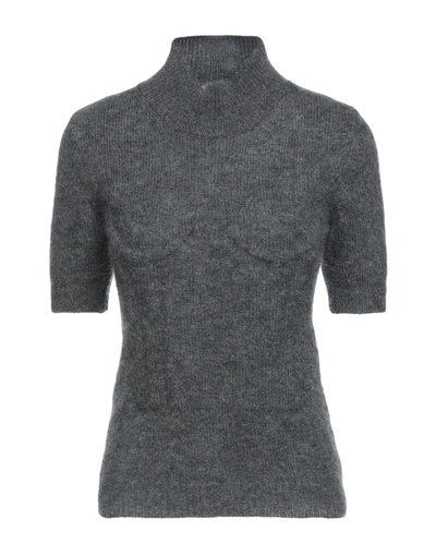 Shop Fendi Woman Turtleneck Grey Size 8 Cashmere, Mohair Wool, Polyamide, Wool